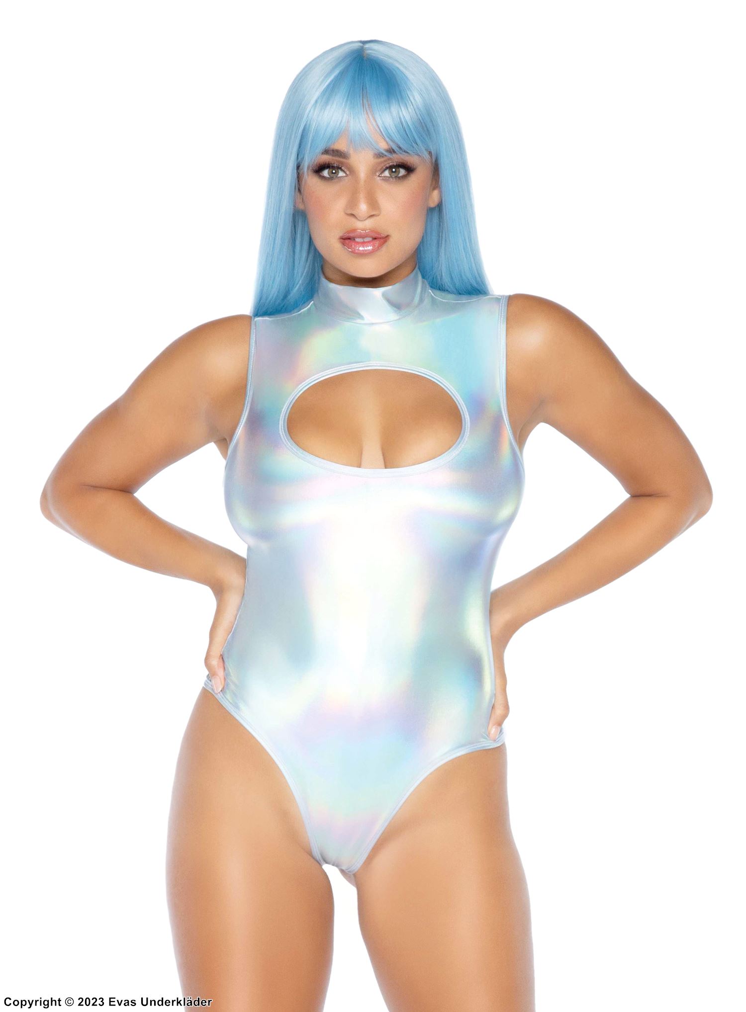 Bodysuit, glänzender Spandex, Schlüsselloch